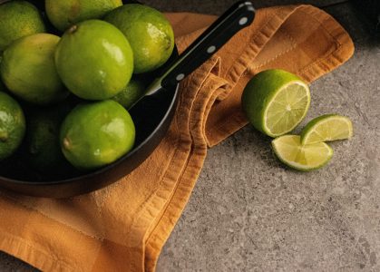 slices of lemon sitting on a table